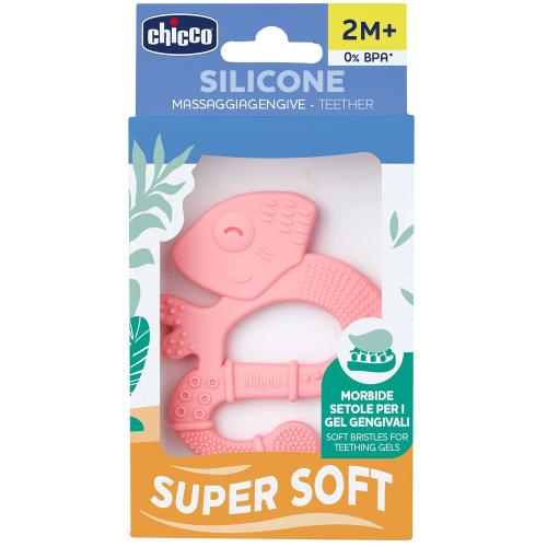 Chicco Silicone Teether Super Soft Πολύ Μαλακός Κρίκος Οδοντοφυΐας Σιλικόνης, Ανακουφίζει τα Ευαίσθητα Ούλα του Μωρού 2m+ Ιγκουάνα 1 Τεμάχιο - Ροζ